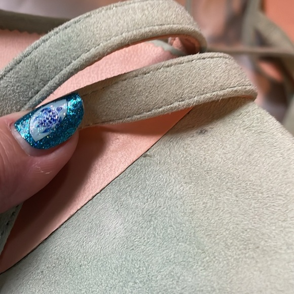 J. Crew Seafoam Green Suede Leather Strappy Heeled Sandals size 7 - Picture 7 of 16